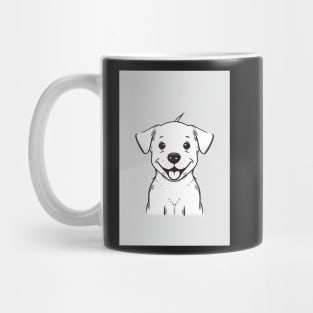 Cute Dog Black and White Drawing Illustration Mug